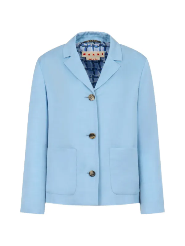 Marni Satin-finish Single-breasted Jacket in Blue