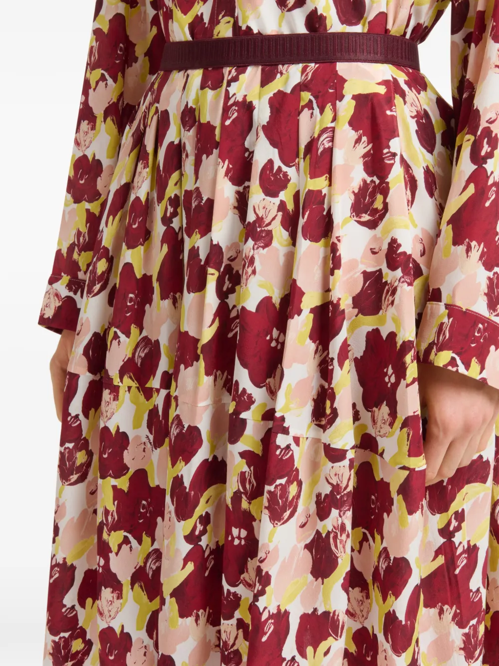 Marni Zijden geplooide rok met Secret Bouquet print Rood