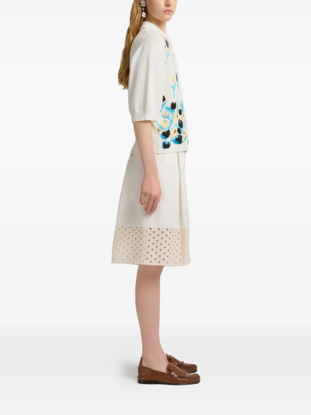 Marni Katoenen vest met rits en bloemenprint Wit