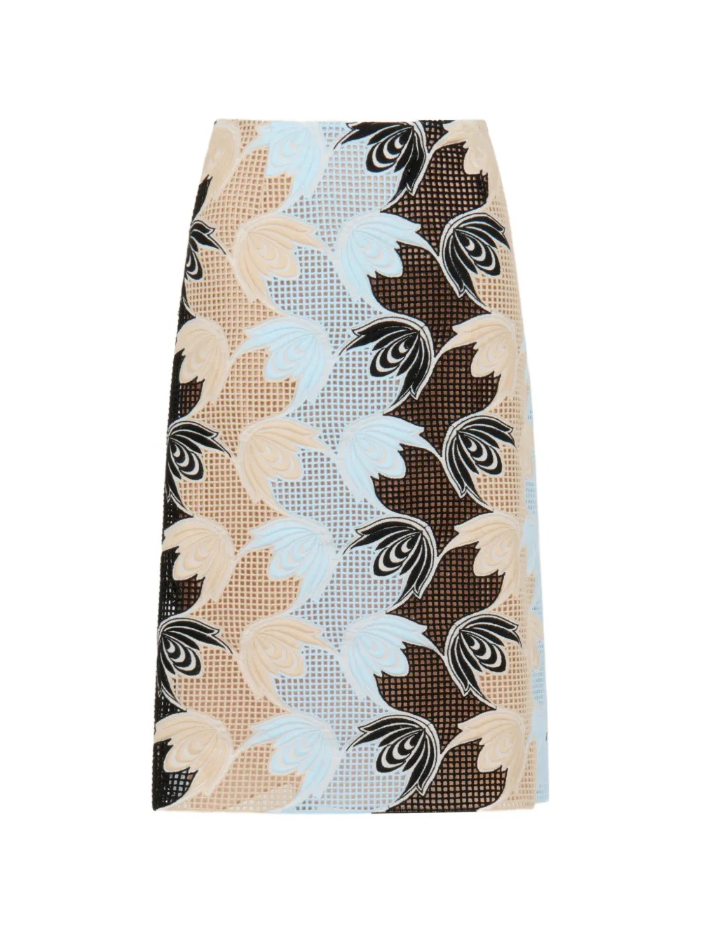 Marni floral-pattern knitted midi skirt - Blu