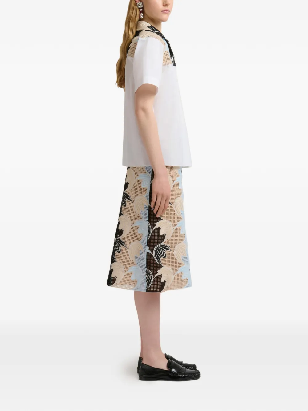 Marni Broderie anglaise bloemenrok Blauw