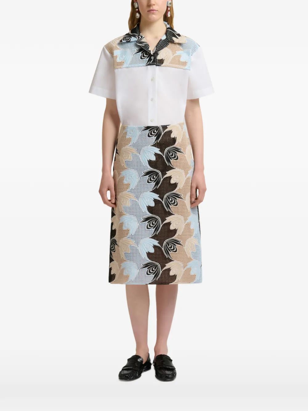 Marni Broderie anglaise bloemenrok Blauw