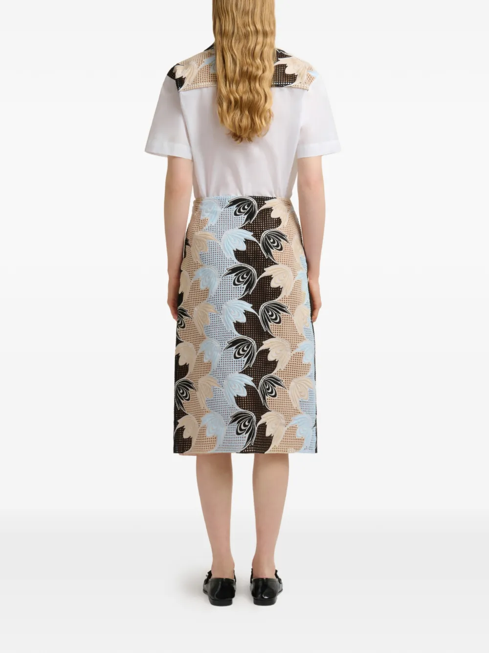 Marni Broderie anglaise bloemenrok Blauw