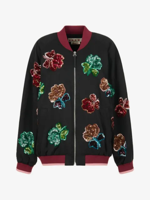 Marni sequin flower bomber jacket
