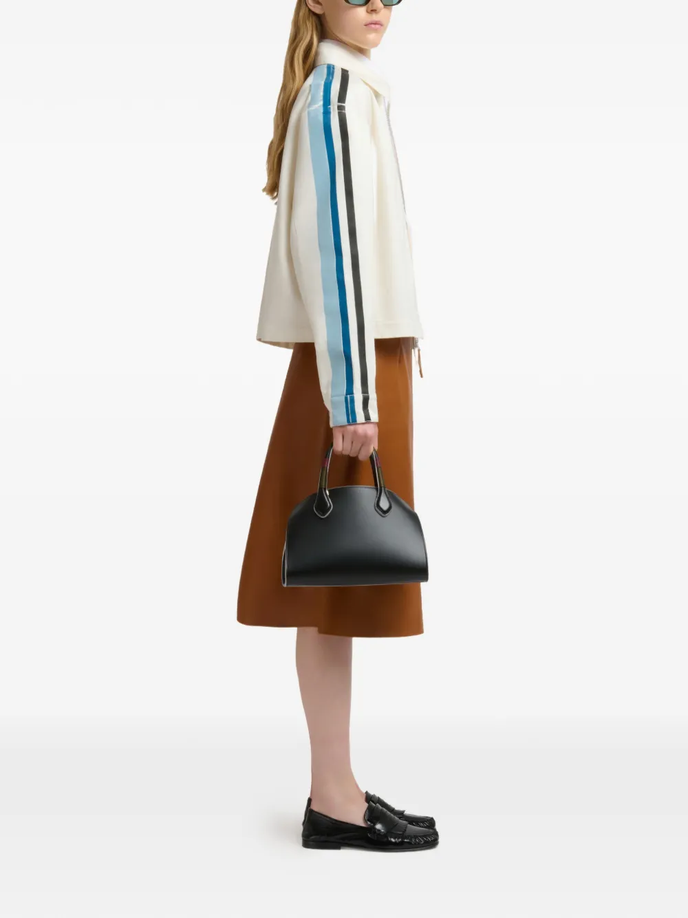 Marni Kleine Overlap leren handtas Zwart