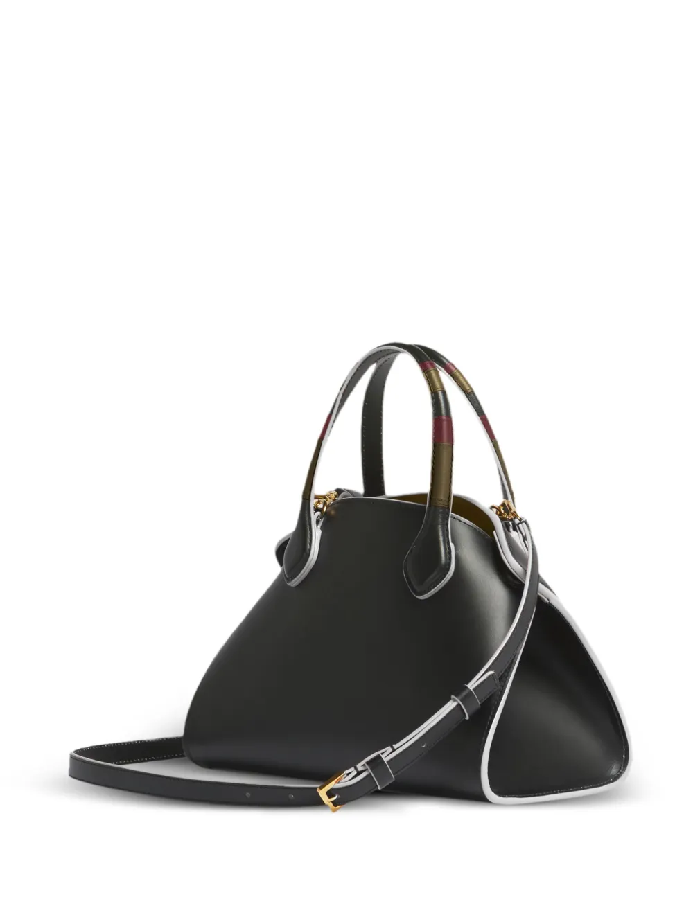 Marni Kleine Overlap leren handtas Zwart