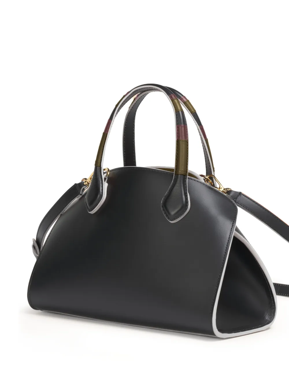 Marni Kleine Overlap leren handtas Zwart