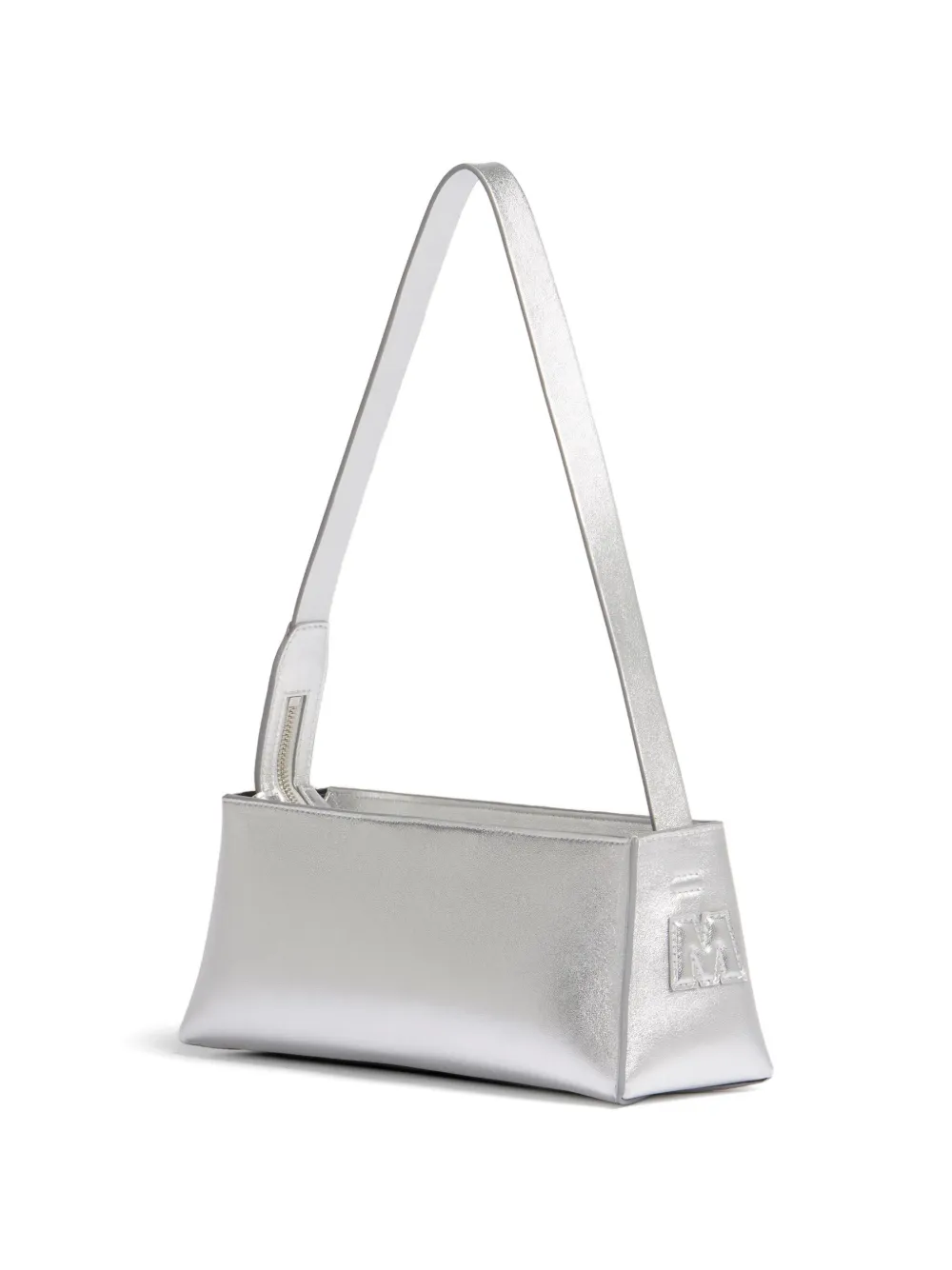 Marni Leren schoudertas met relief Zilver