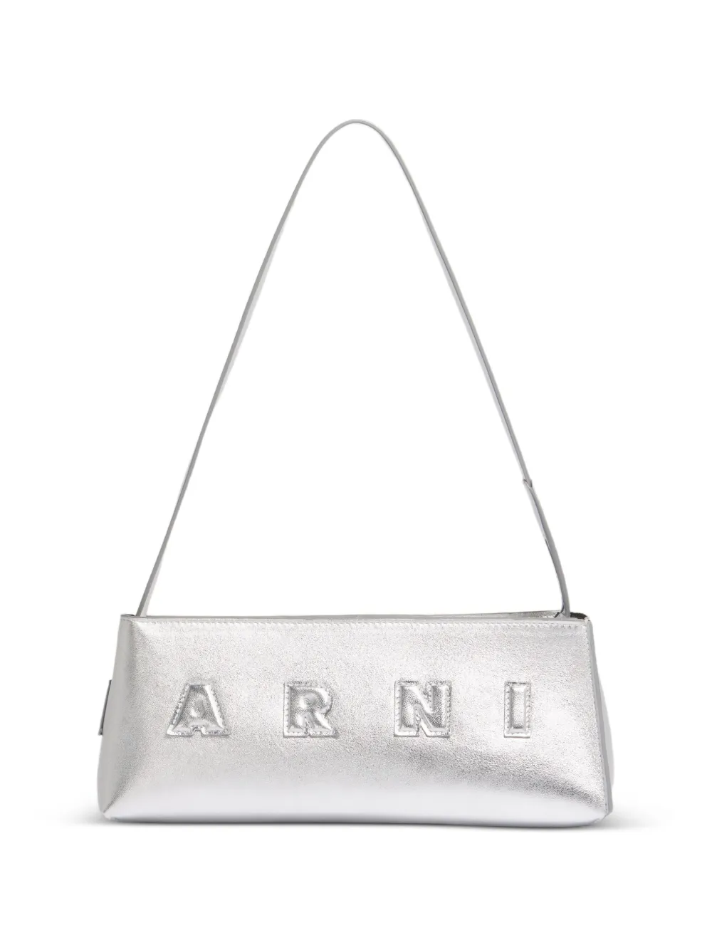 Marni Borsa a spalla in pelle goffrata - Argento