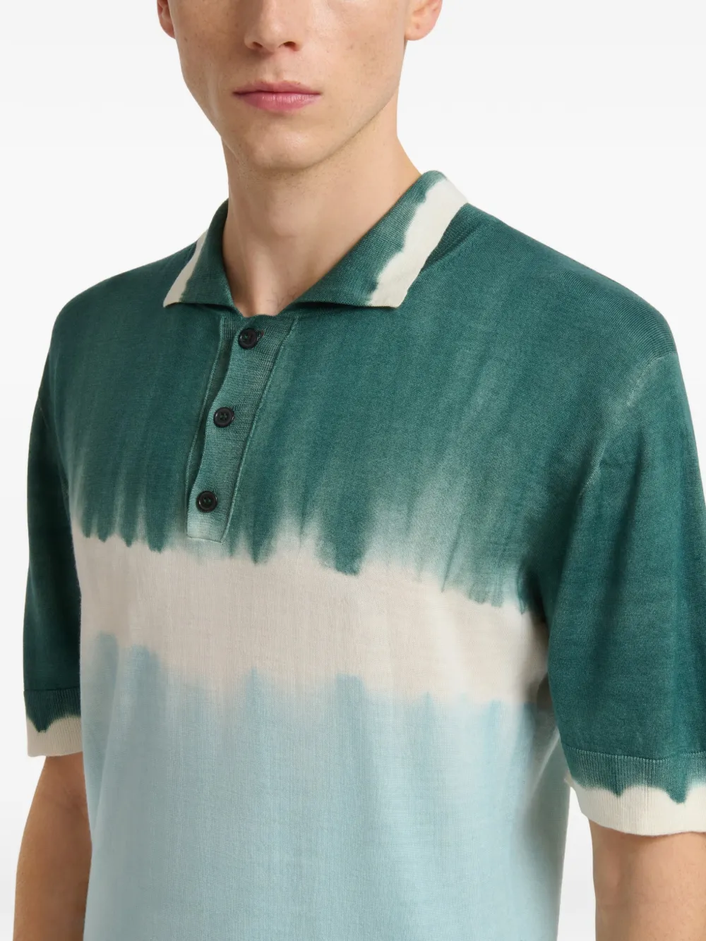 Marni Geribbeld poloshirt met tie-dye print Groen
