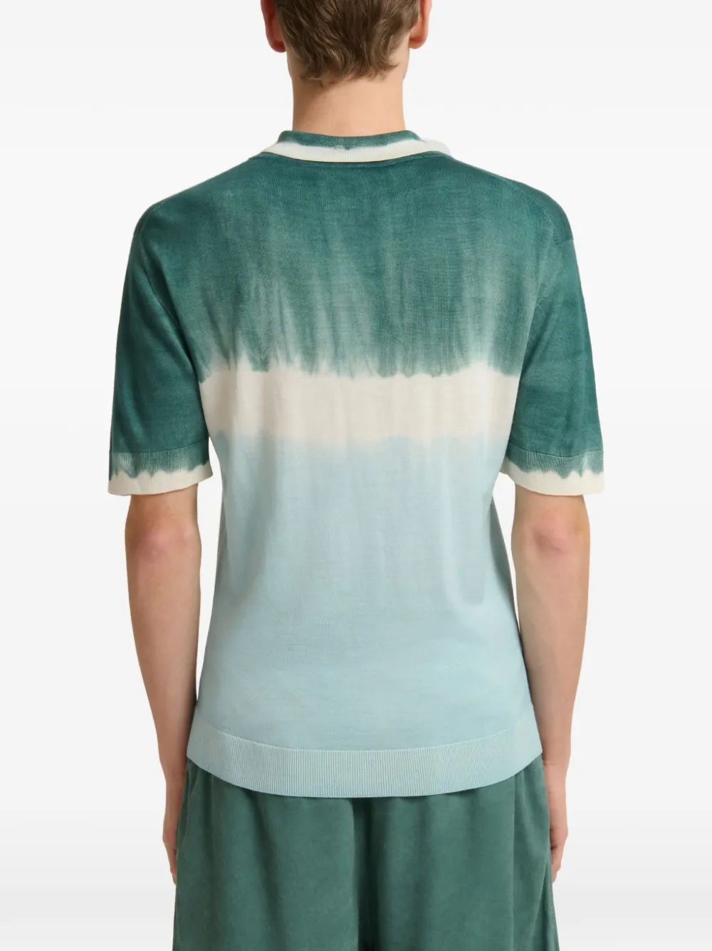 Marni Geribbeld poloshirt met tie-dye print Groen