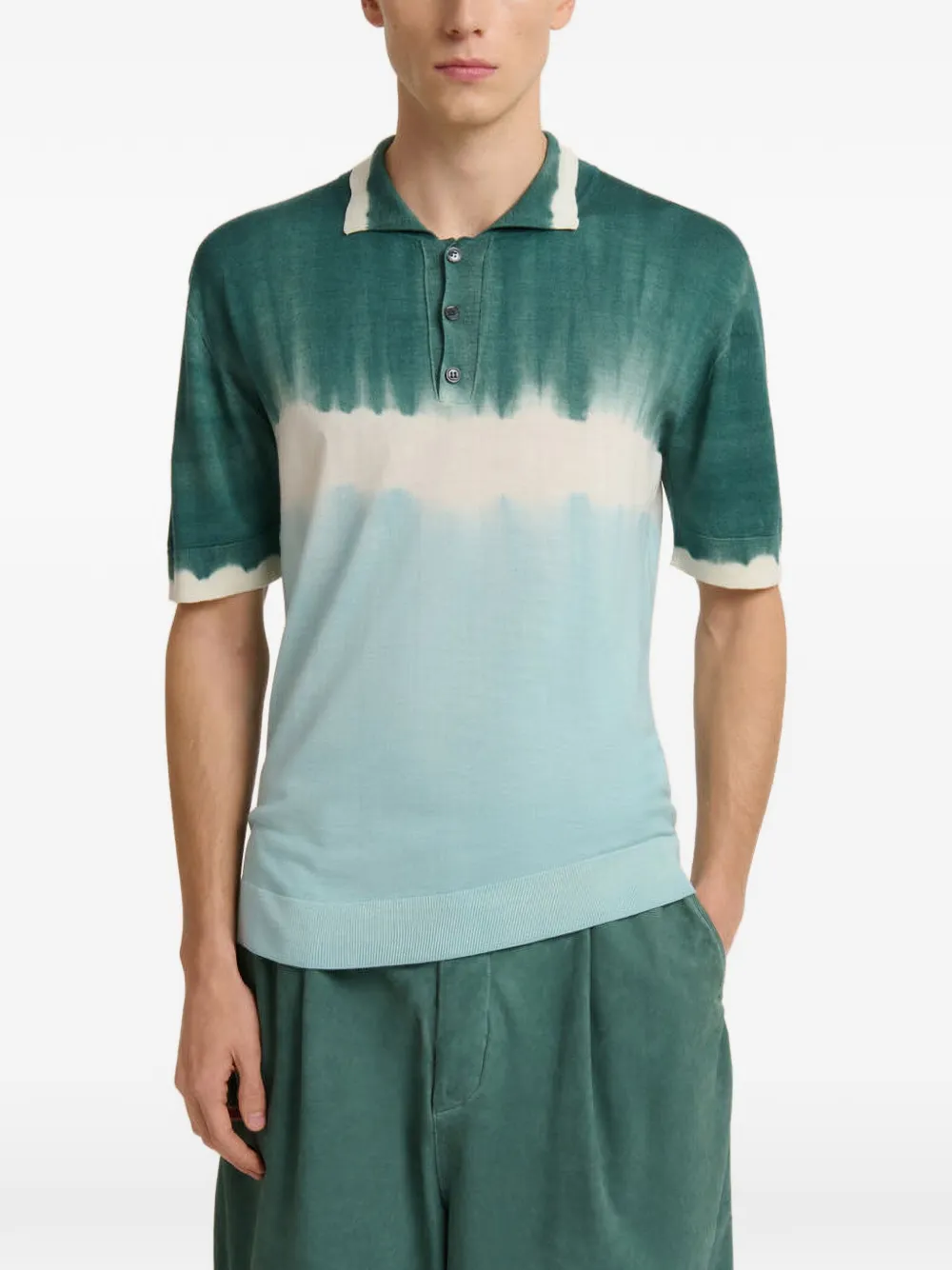 Marni tie-dye ribbed polo shirt - Verde