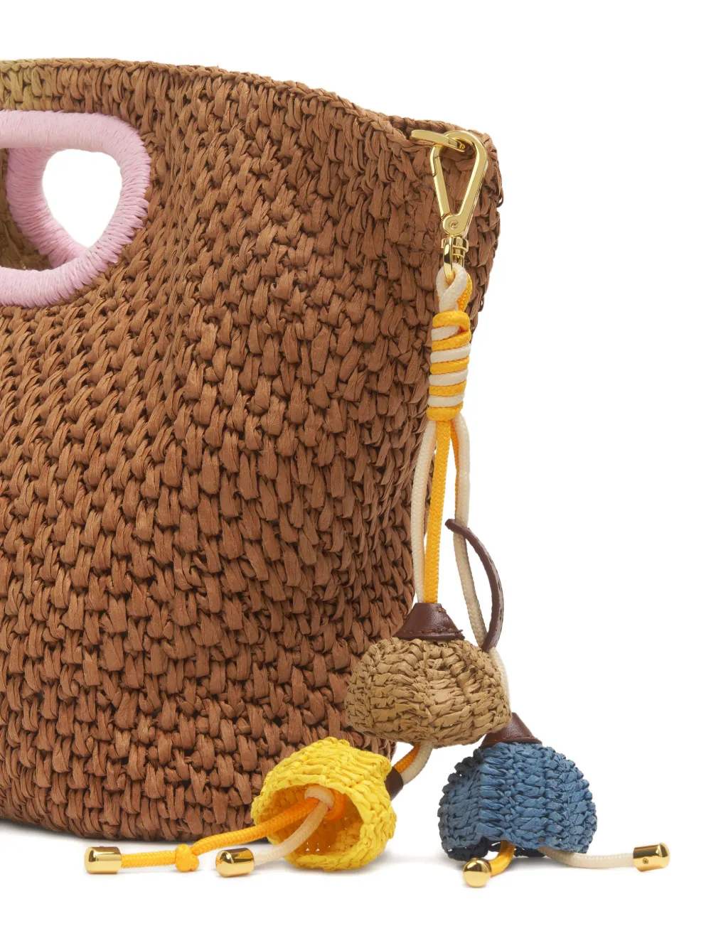  Marni Flower-pendant Woven Keyring - Yellow 