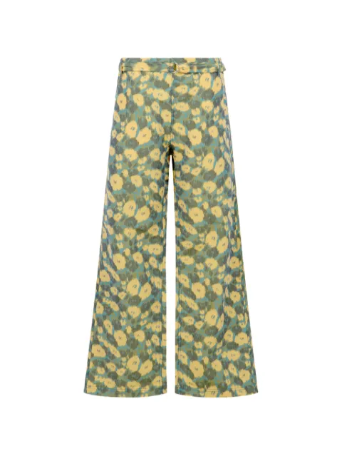 Marni floral d-ring belt trousers