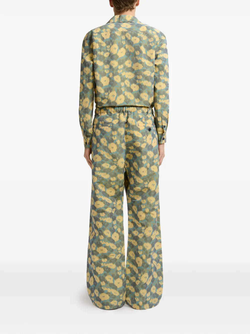 Marni Linnen-blend broek met bloemenprint Blauw