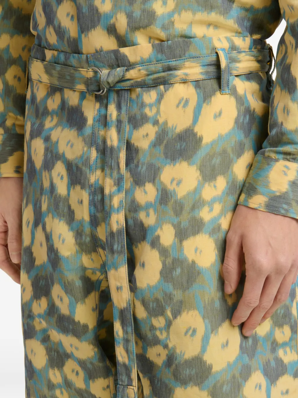 Marni Linnen-blend broek met bloemenprint Blauw