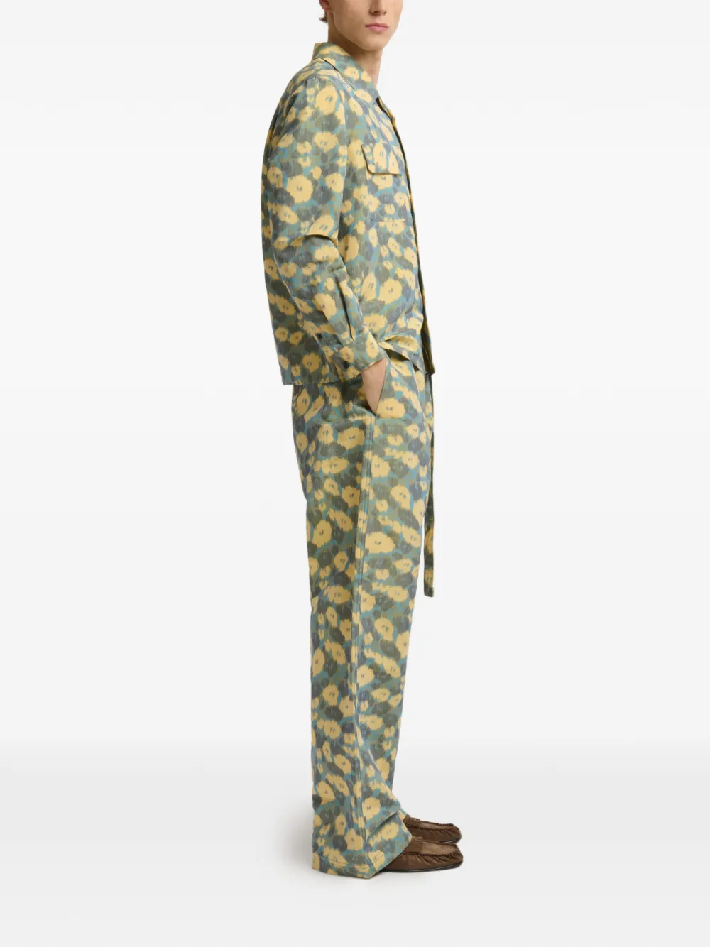  Marni Floral D-ring Belt Trousers - Blue 