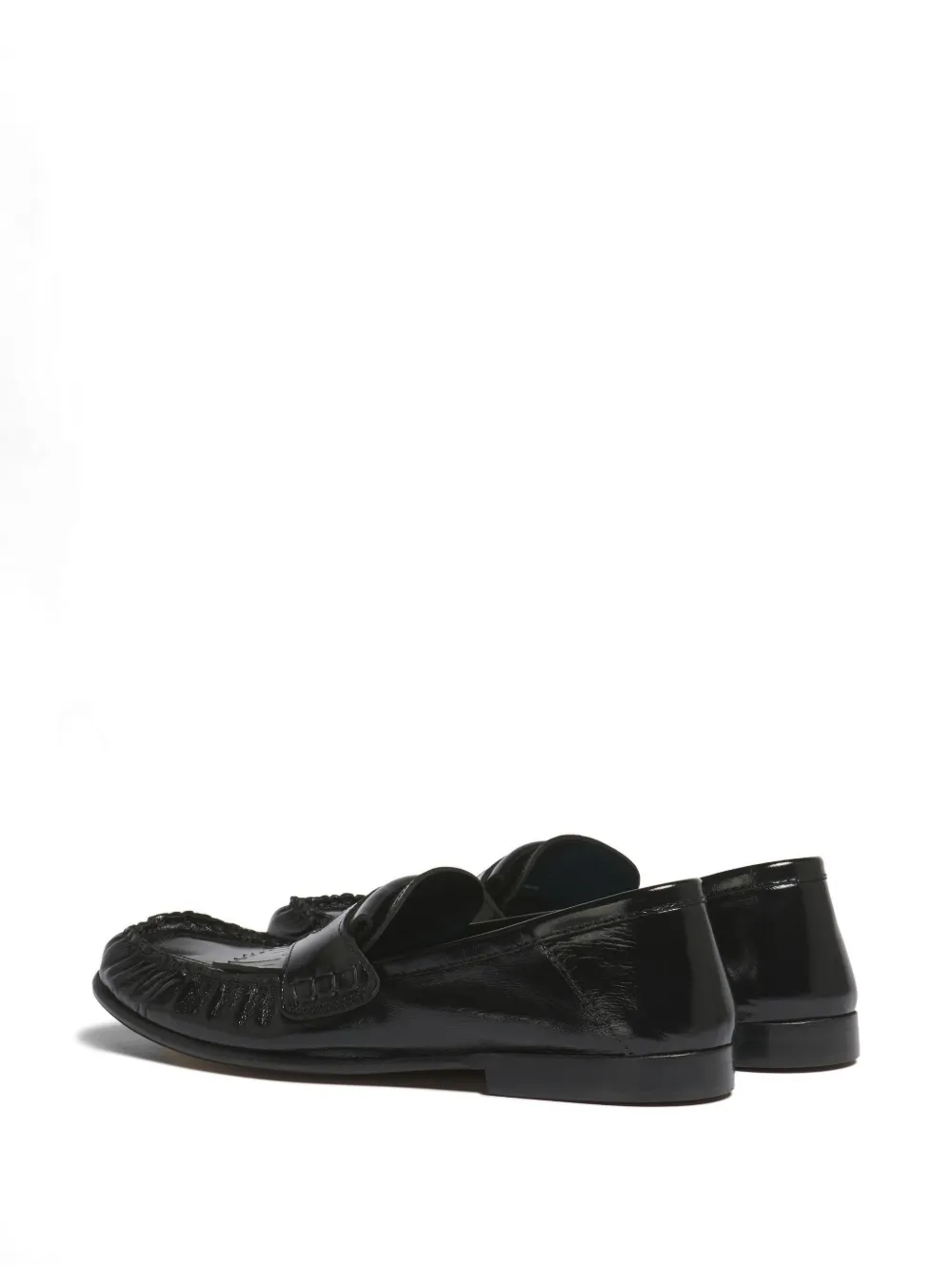 Marni Leren loafers met franje Zwart