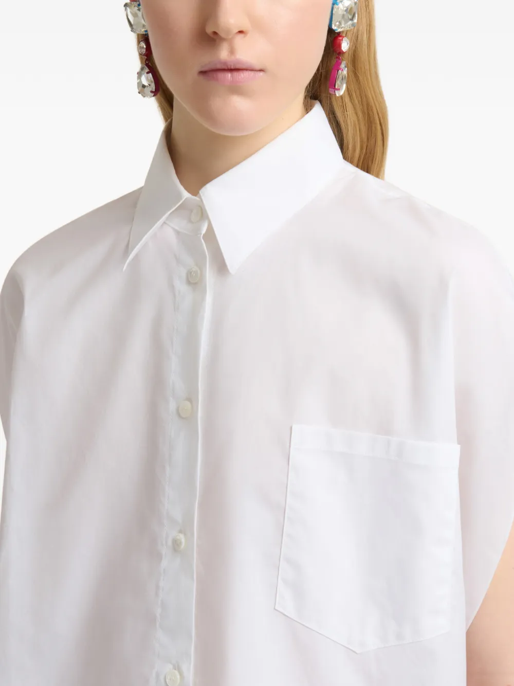 Marni Popeline blouse met D-ring bandje Wit