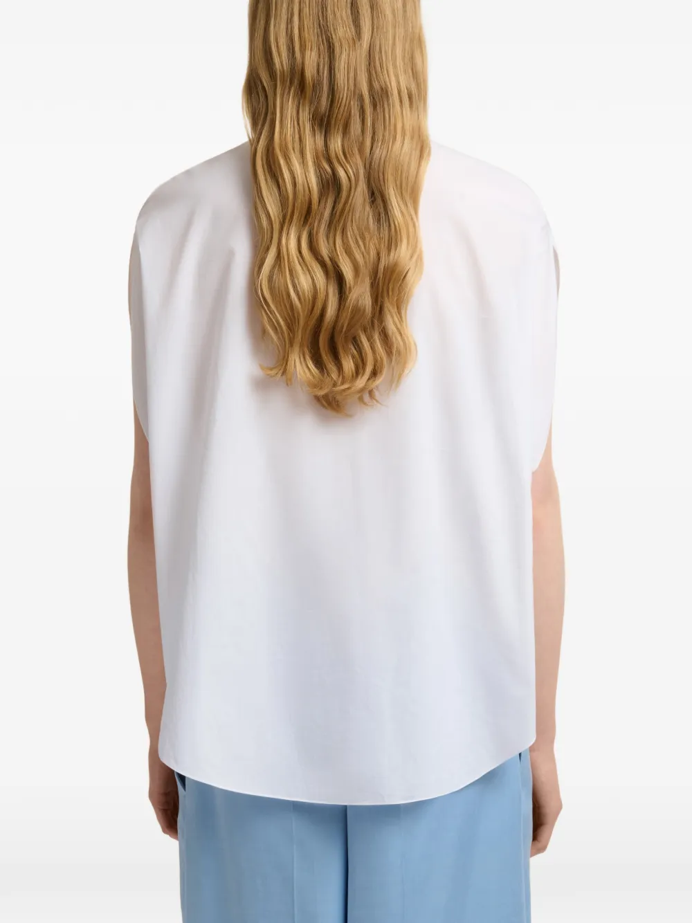 Marni Popeline blouse met D-ring bandje Wit