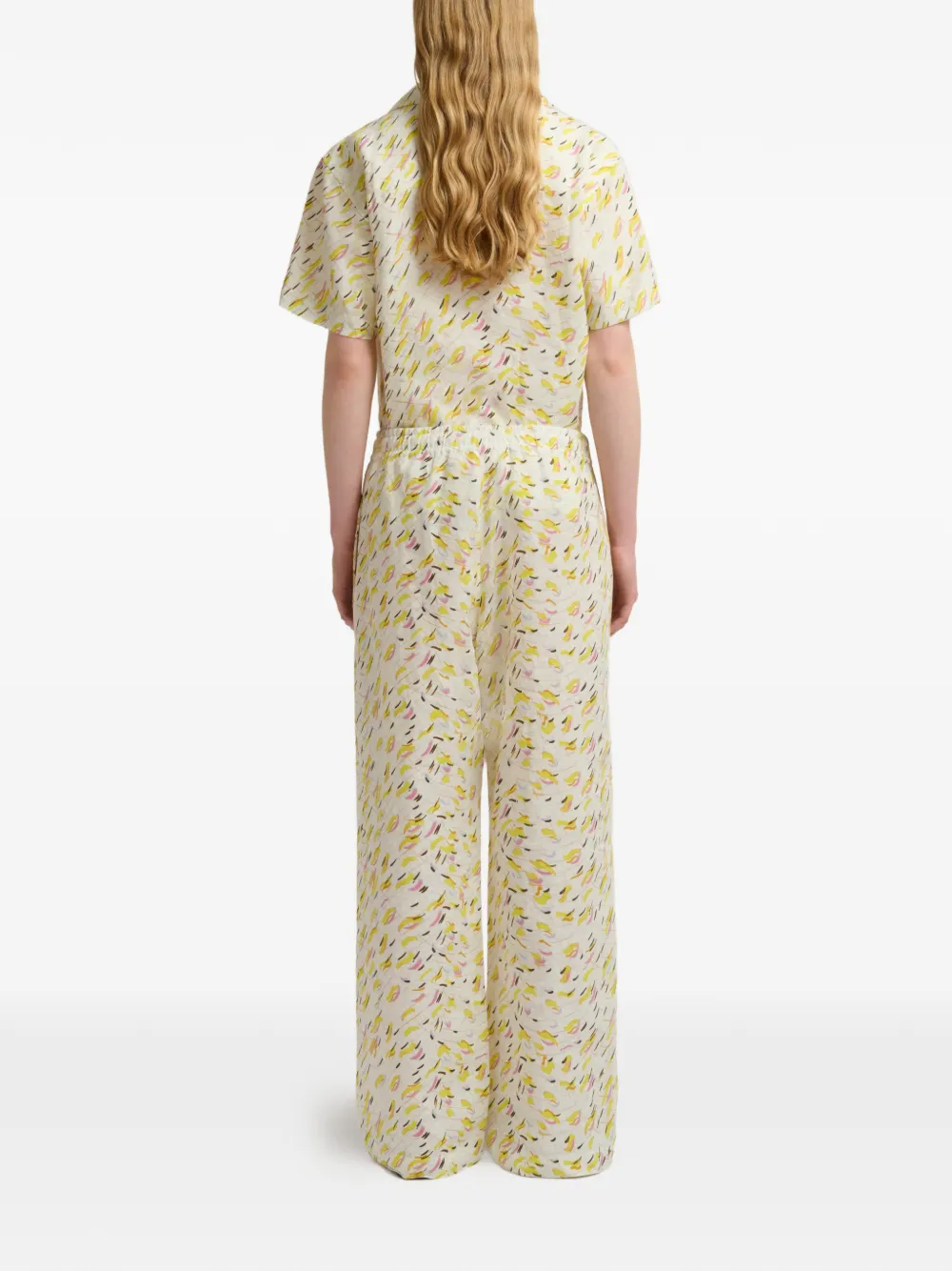 Marni Palazzo broek met abstracte print en trekkoord Beige