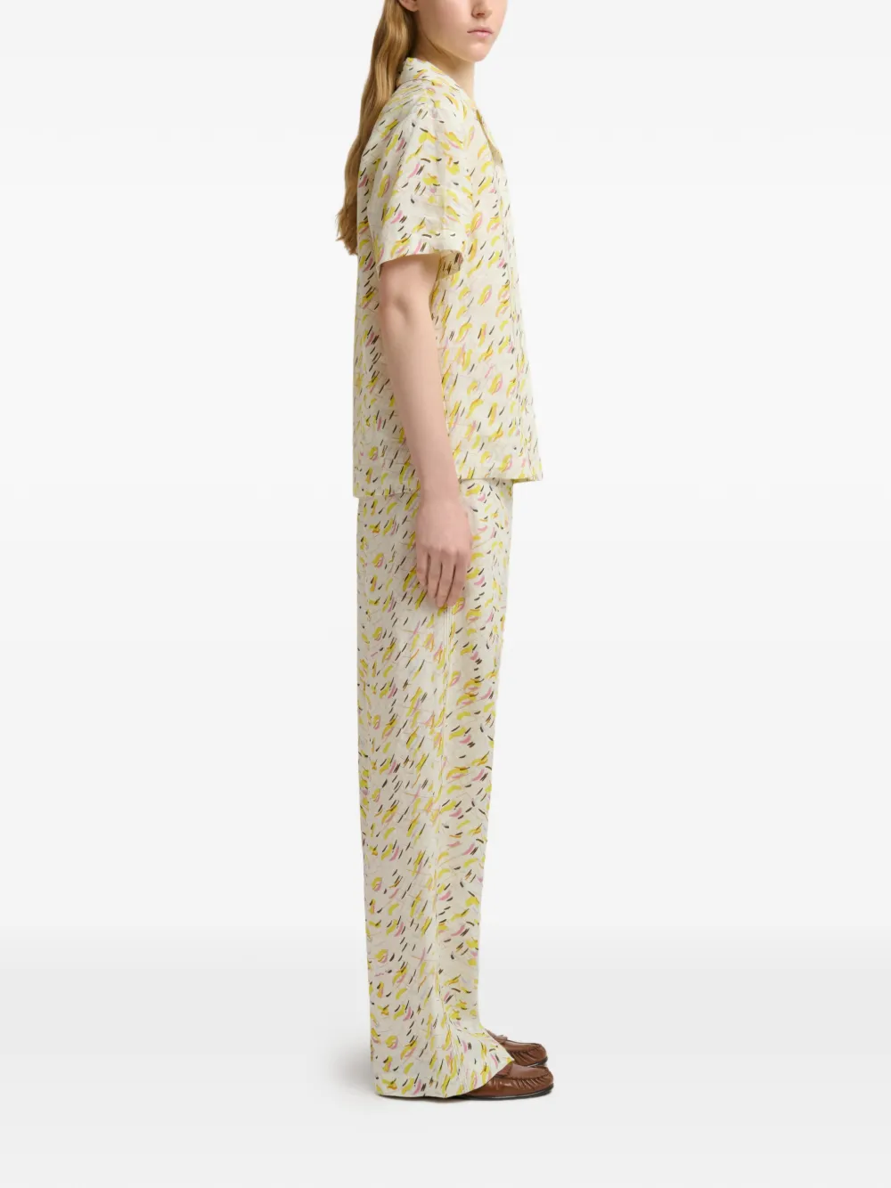  Marni Abstract Print Drawstring Palazzo Pants - Neutrals 