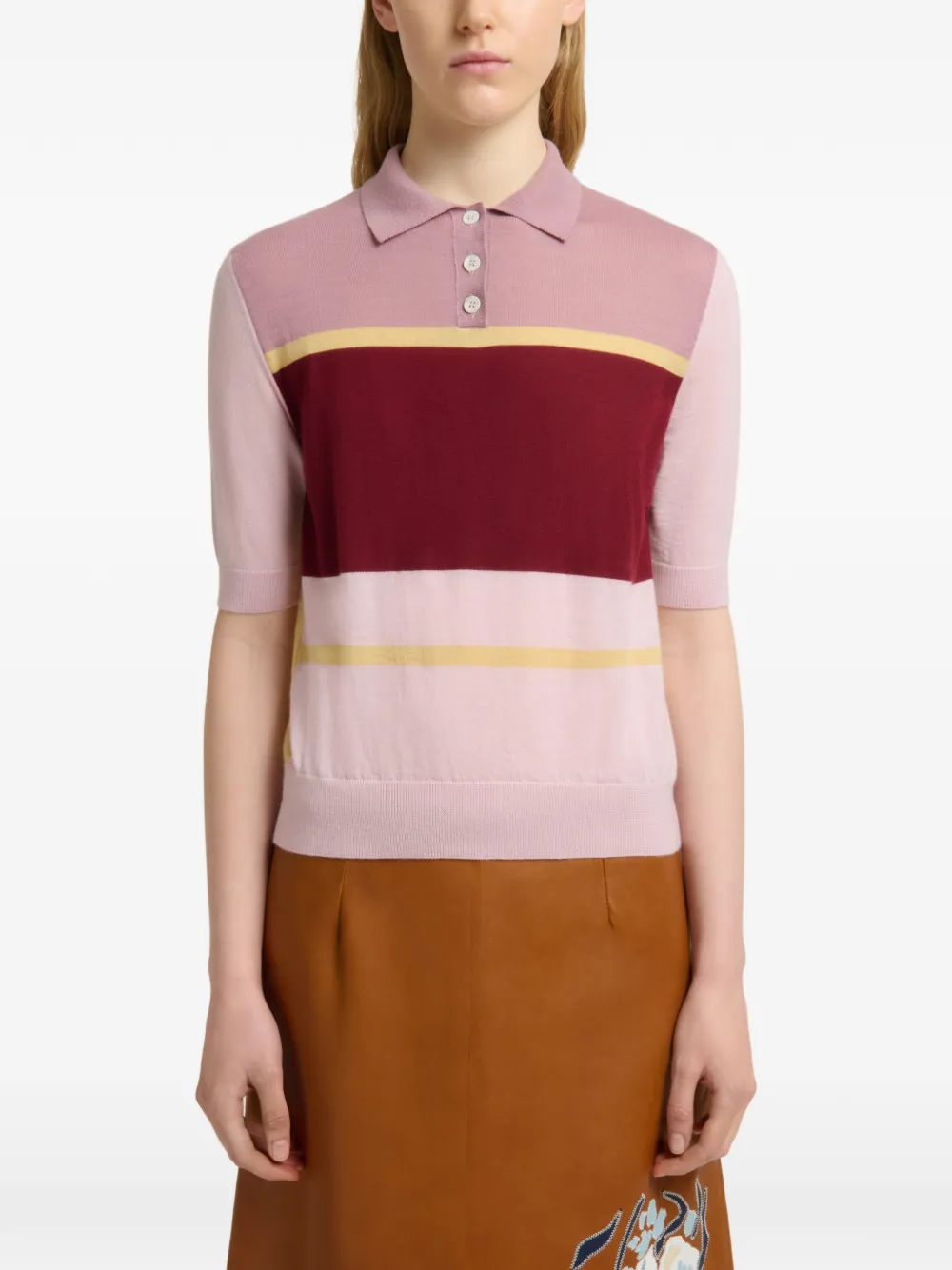 Marni Gestreept blouse met colourblocking Roze