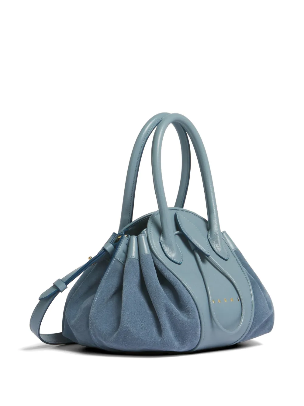 Marni Kleine Tulipea leren en suède handtas Blauw