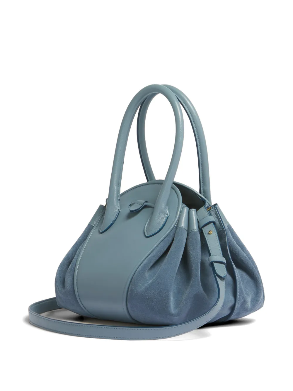 Marni Kleine Tulipea leren en suède handtas Blauw