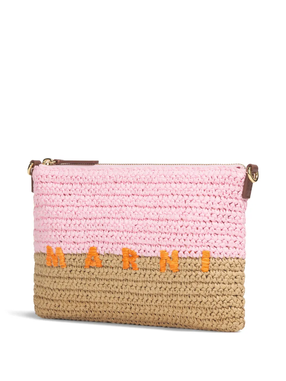 Marni Seaside raffia buidel Roze