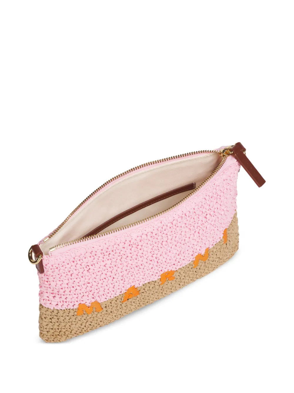 Marni Seaside raffia buidel Roze