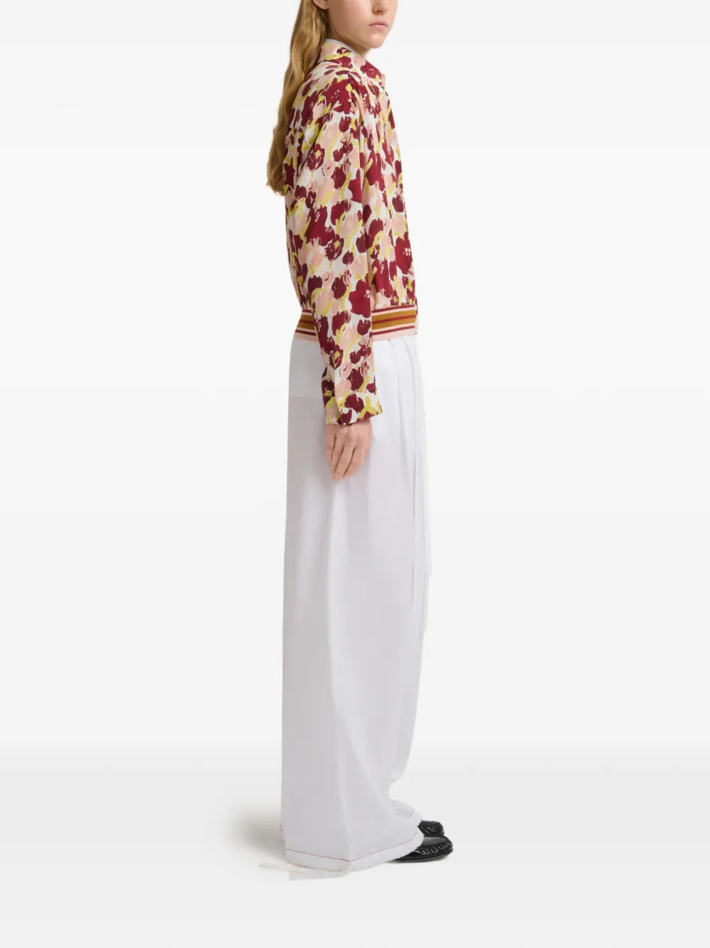 Marni Gedrapeerde broek met wijde pijpen Wit