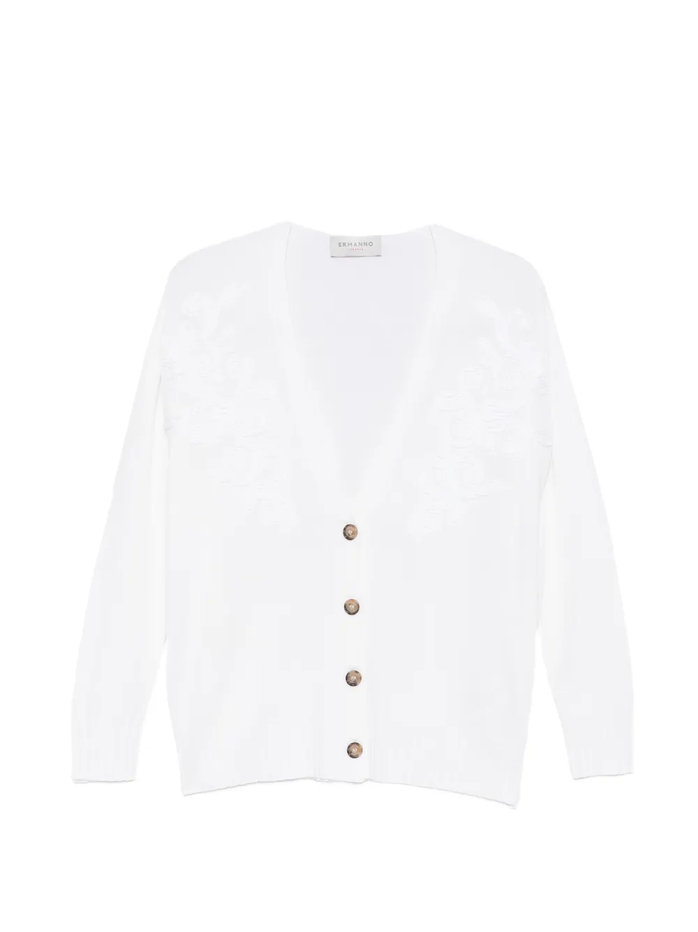 ERMANNO FIRENZE floral-embroidered cardigan - White