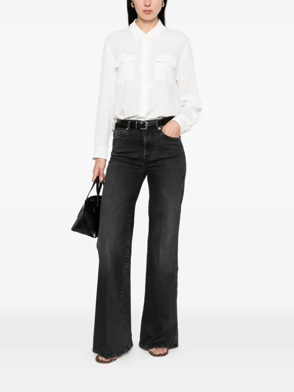  7 For All Mankind Flared Trousers - Black 