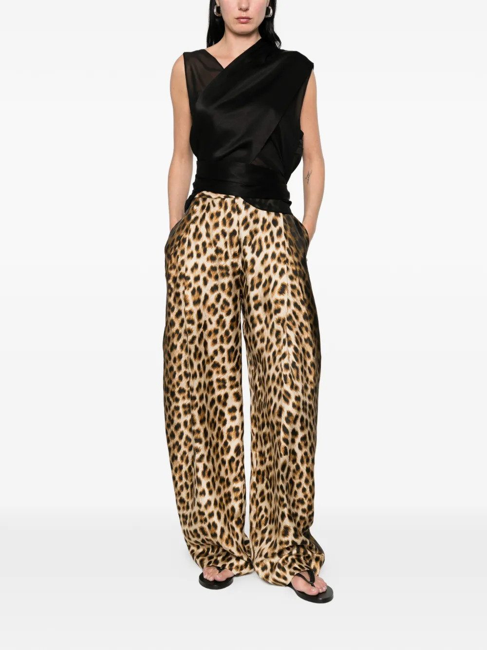  Sportmax Leopard Trousers - Neutrals 
