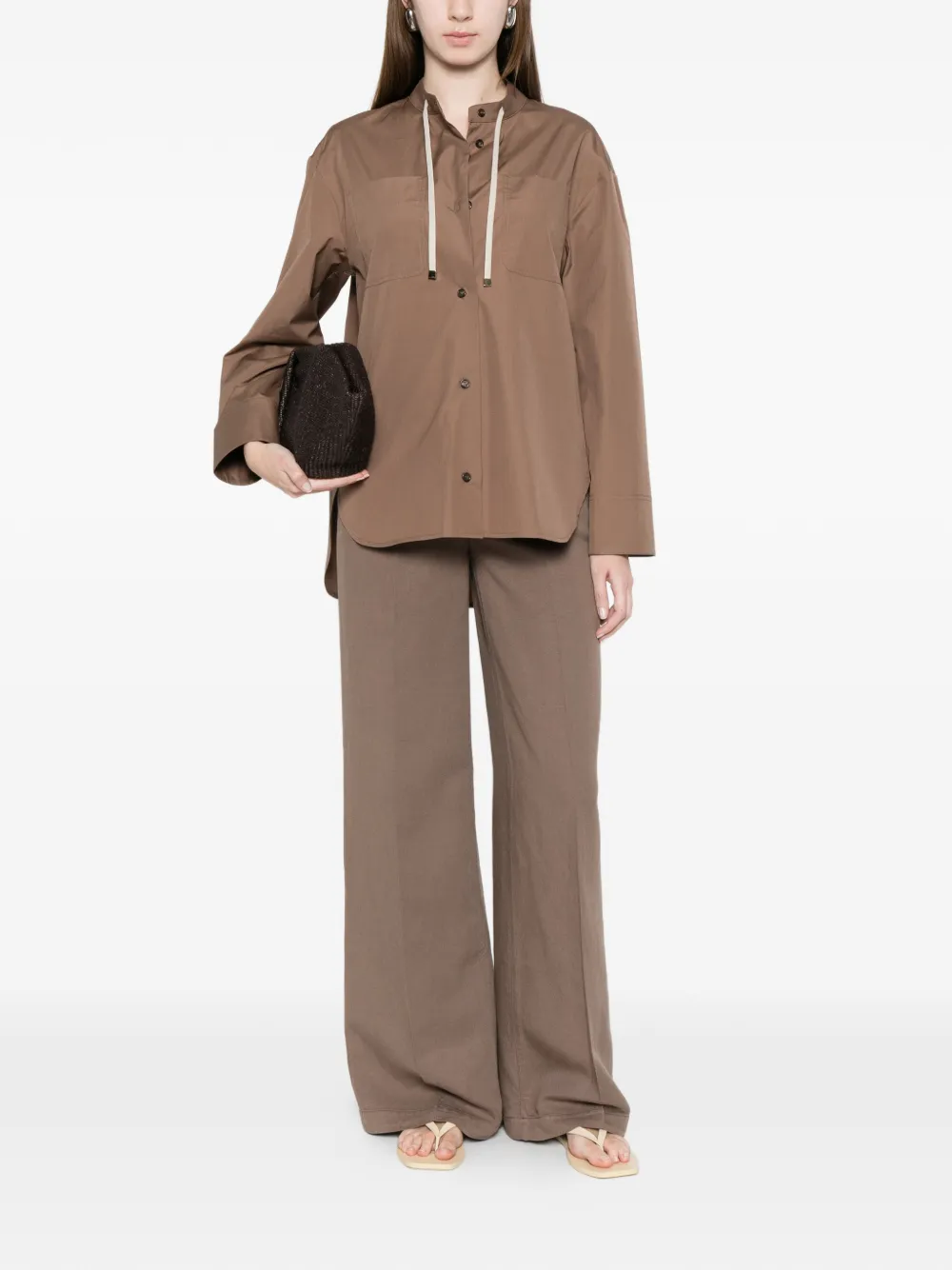  's Max Mara Drawstring Pocket Shirt - Brown 