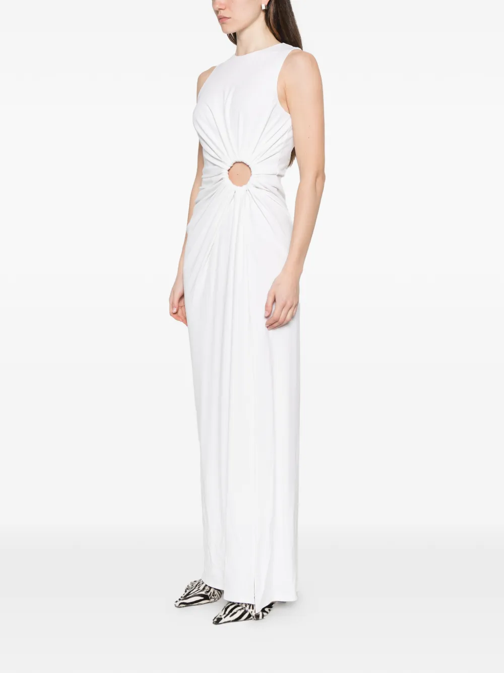 Sportmax Maxi-jurk met ring-verfraaiing Wit