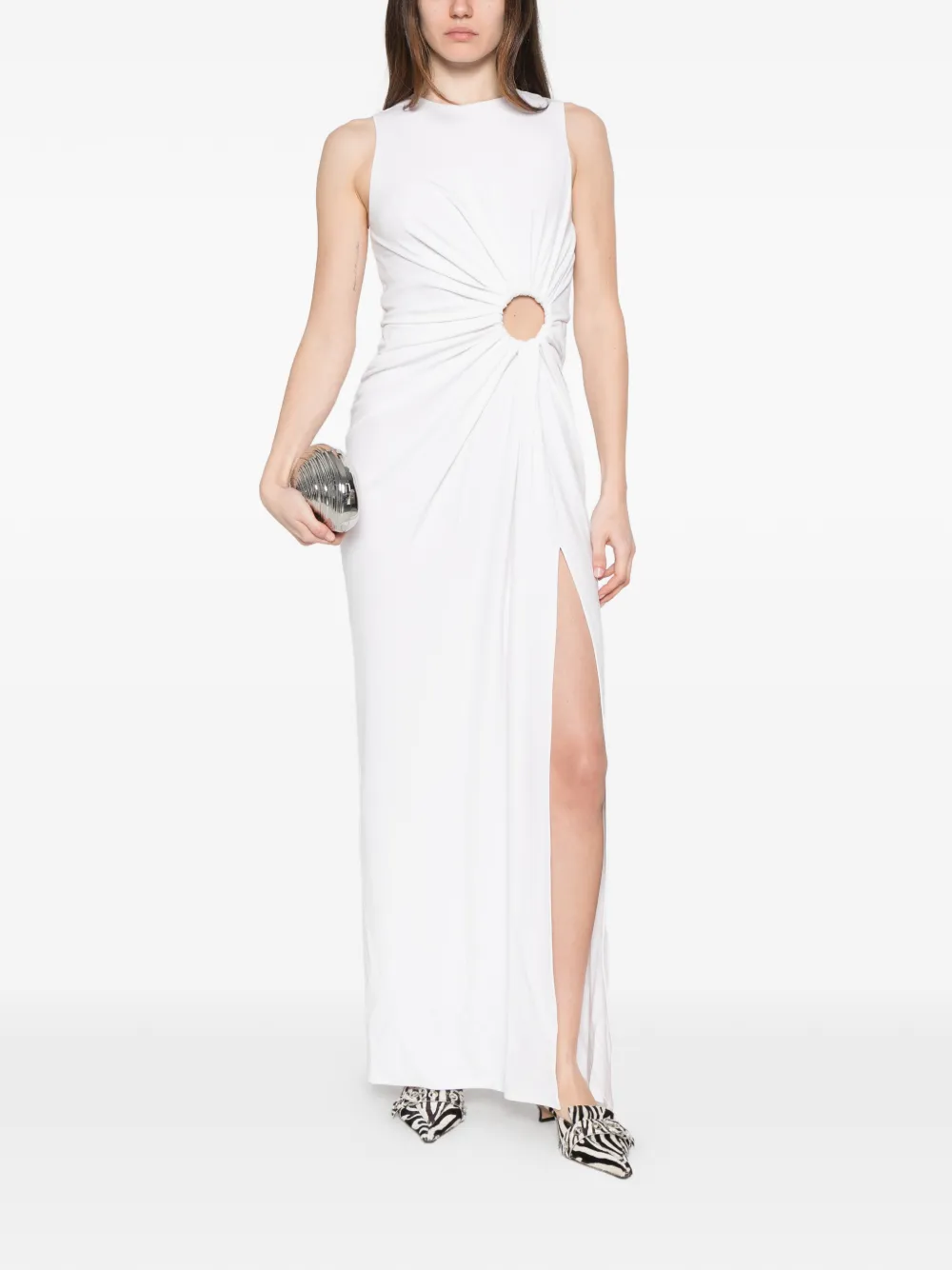 Sportmax Maxi-jurk met ring-verfraaiing Wit