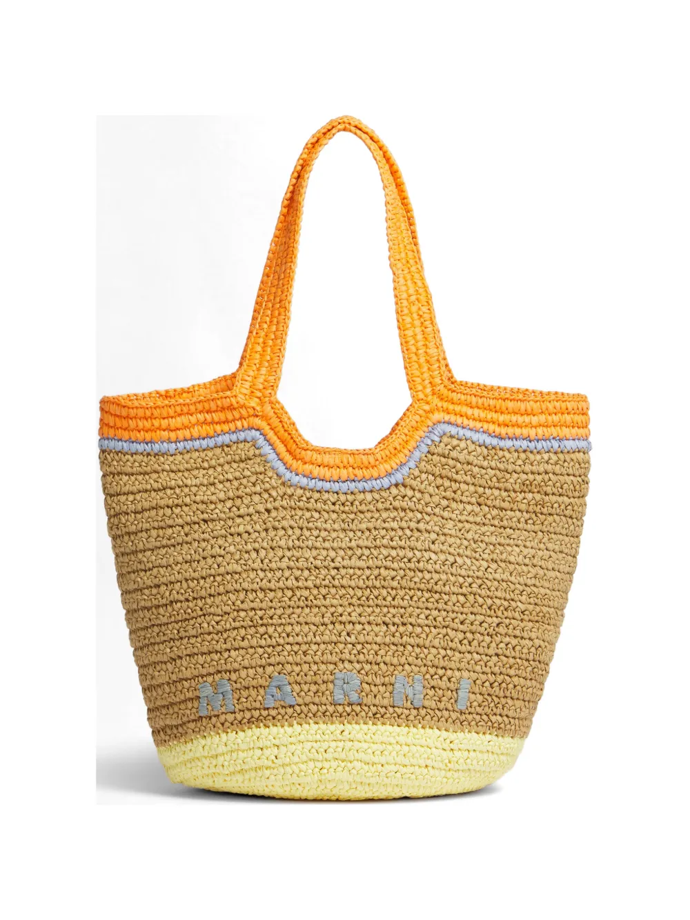 Marni raffia logo shoulder bag - Marrone