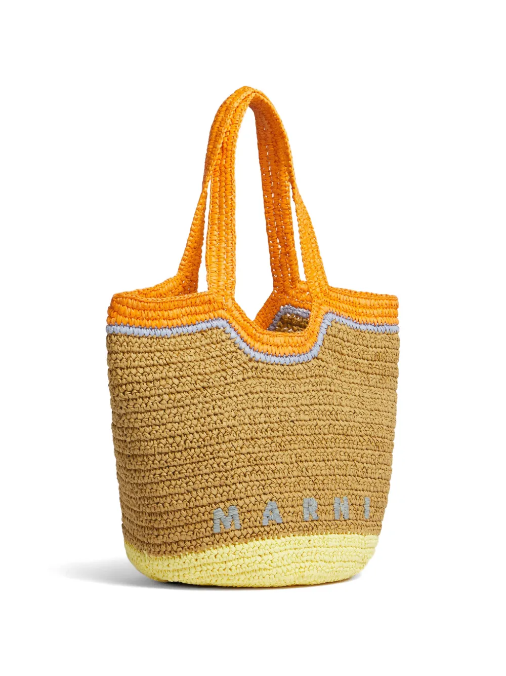  Marni Raffia Logo Shoulder Bag - Brown 