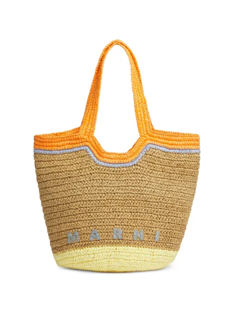 Marni sac porté épaule en raphia à logo