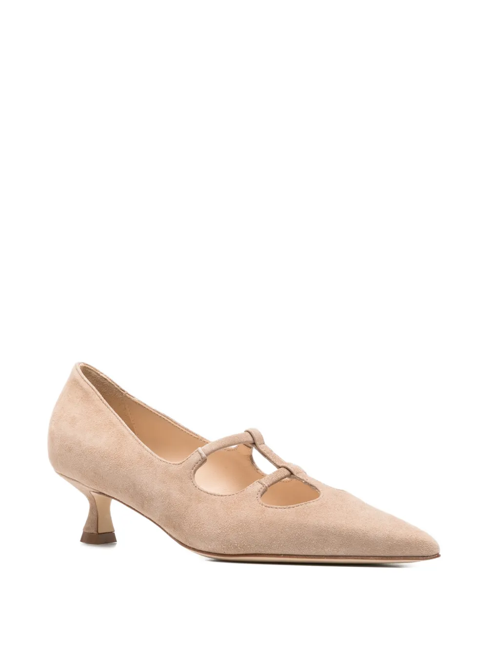 Anna F. Pumps met puntige neus en T-bandje Beige