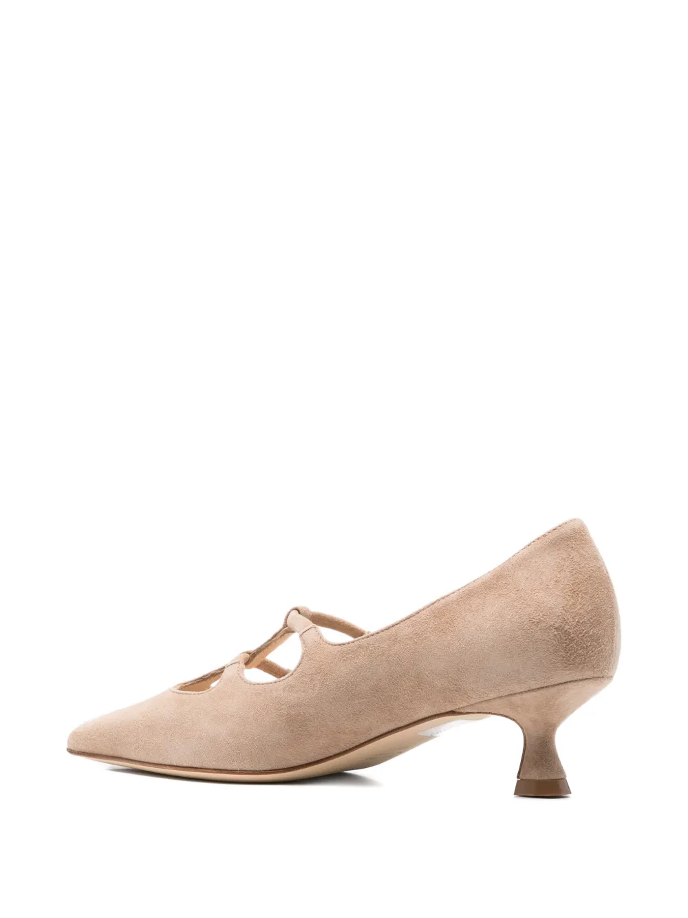 Anna F. Pumps met puntige neus en T-bandje Beige