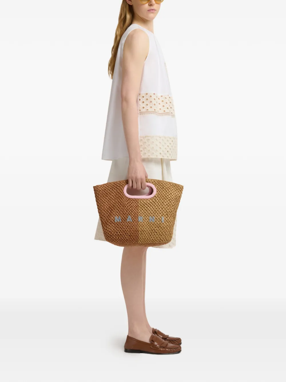 Marni Seaside raffia clutch Bruin