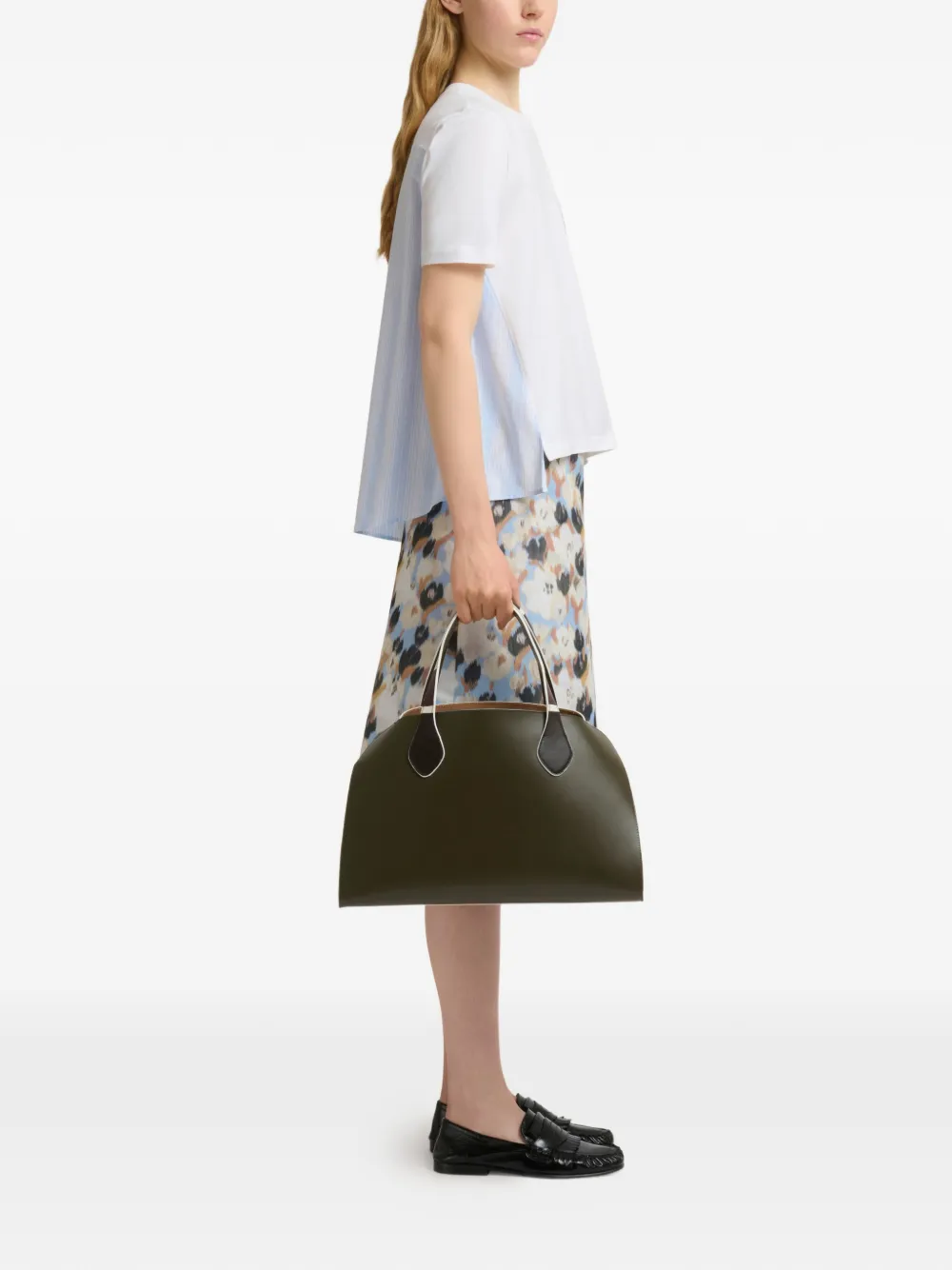 Marni Medium Overlap leren handtas Groen