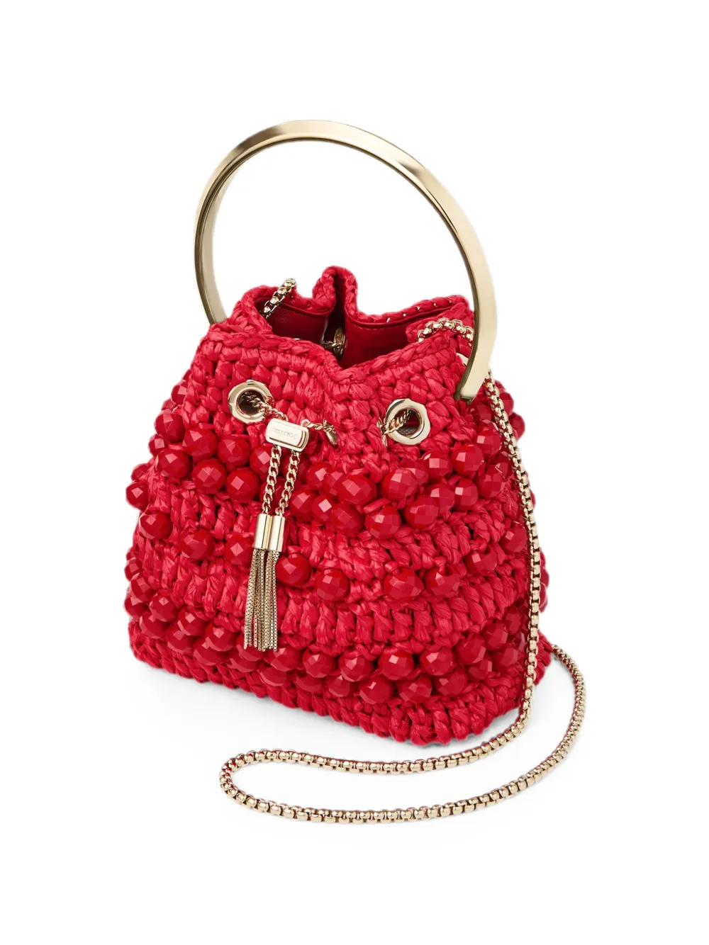 Jimmy Choo Bon bucket-tas met kralen Rood