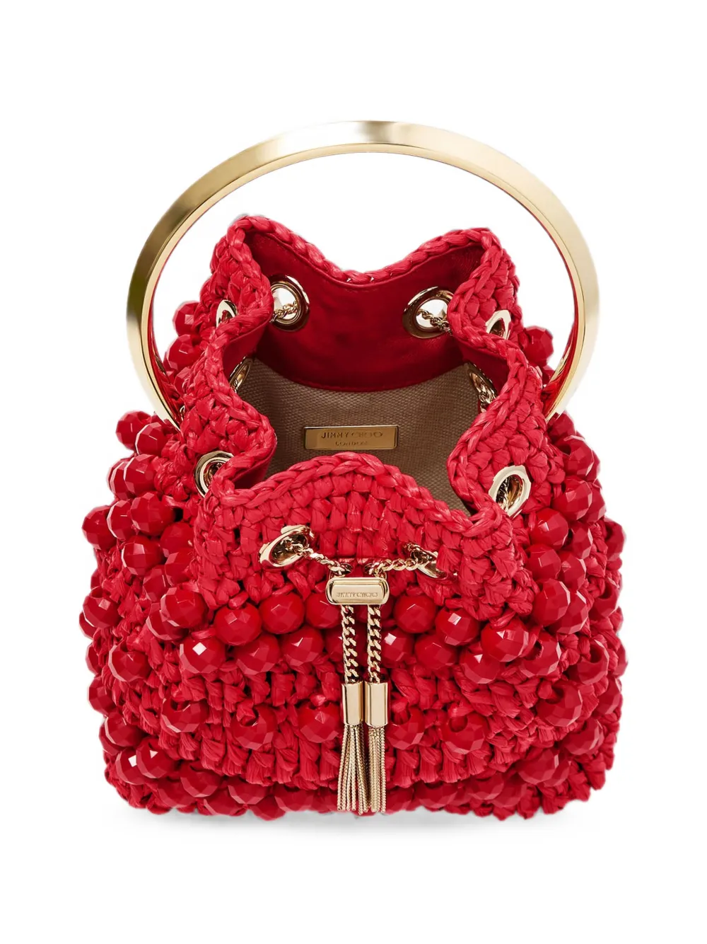 Jimmy Choo Bon bucket-tas met kralen Rood
