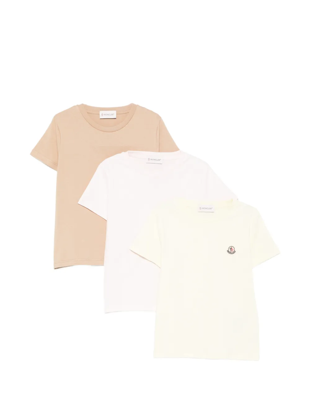 Moncler Enfant Drie T-shirts met logoprint Roze