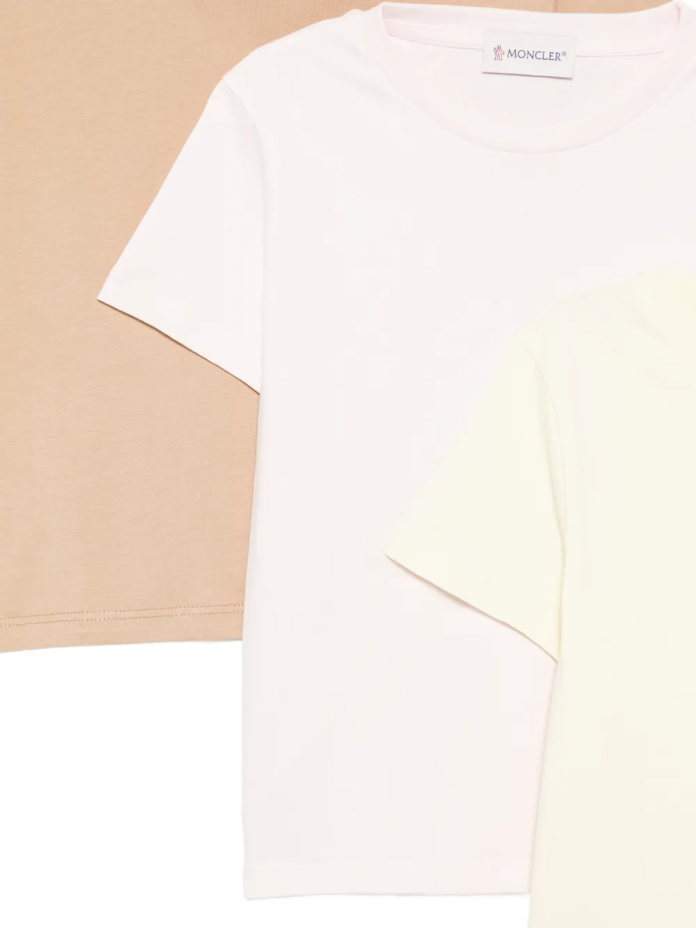 Moncler Enfant Drie T-shirts met logoprint Roze