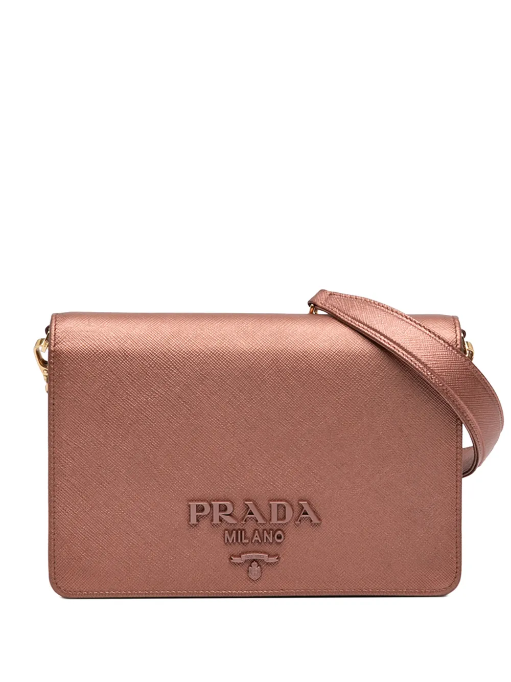 Prada Pre-Owned 2013-2026 Metallic Saffiano Lux Chain crossbody bag - Rosa
